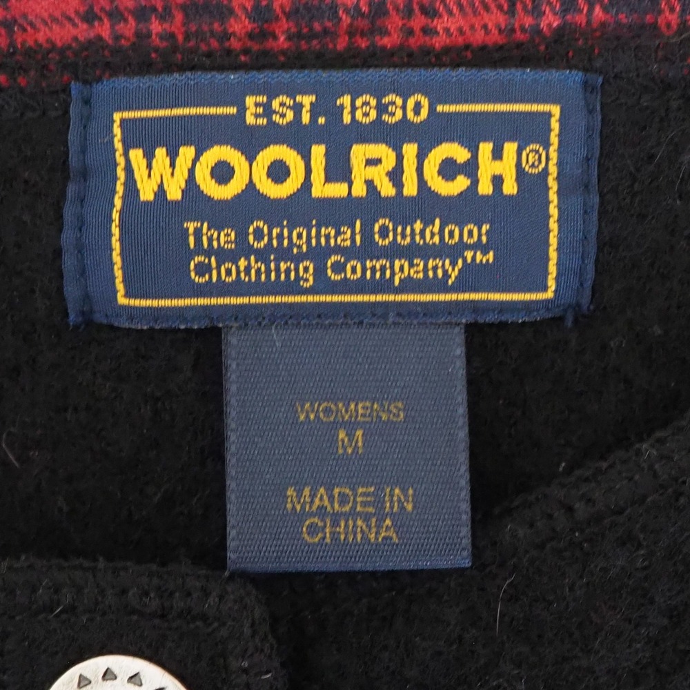 VTG Woolrich 100% Wool Vest Womens M Black Cabin Lodge Embroidered Button Up - Picture 10 of 16